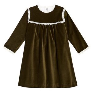 La Coqueta Carolina Olive Velvet Dress